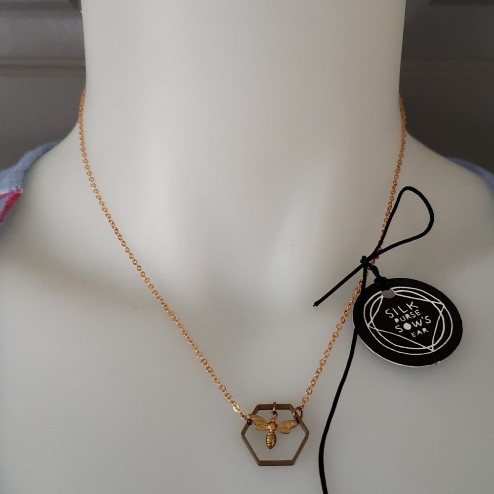 Silk purse Sows Ear brass necklace